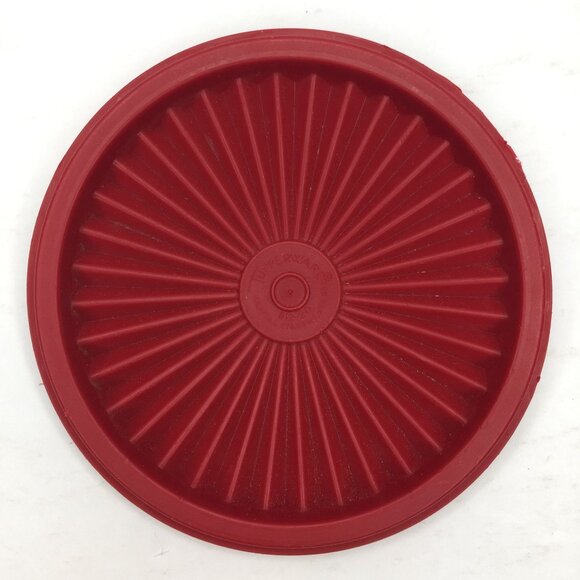 Vintage Rare Tupperware Servalier Red Tulip Quilt Container Sunburst Lid 811-13 - Picture 7 of 13